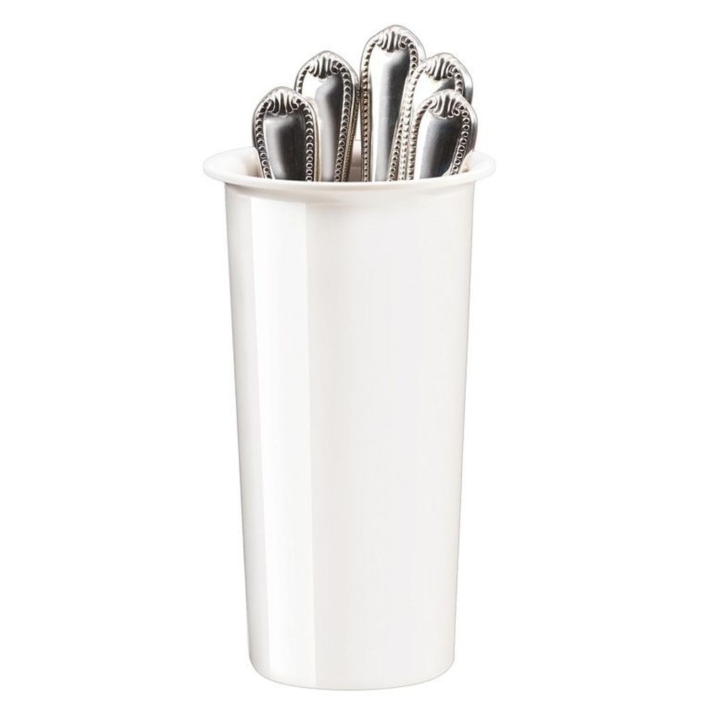 Cal-Mil Extra Deep White Melamine Cylinder for Flatware or Condiment Display, 4.50in L x 4.50in W x 8in H