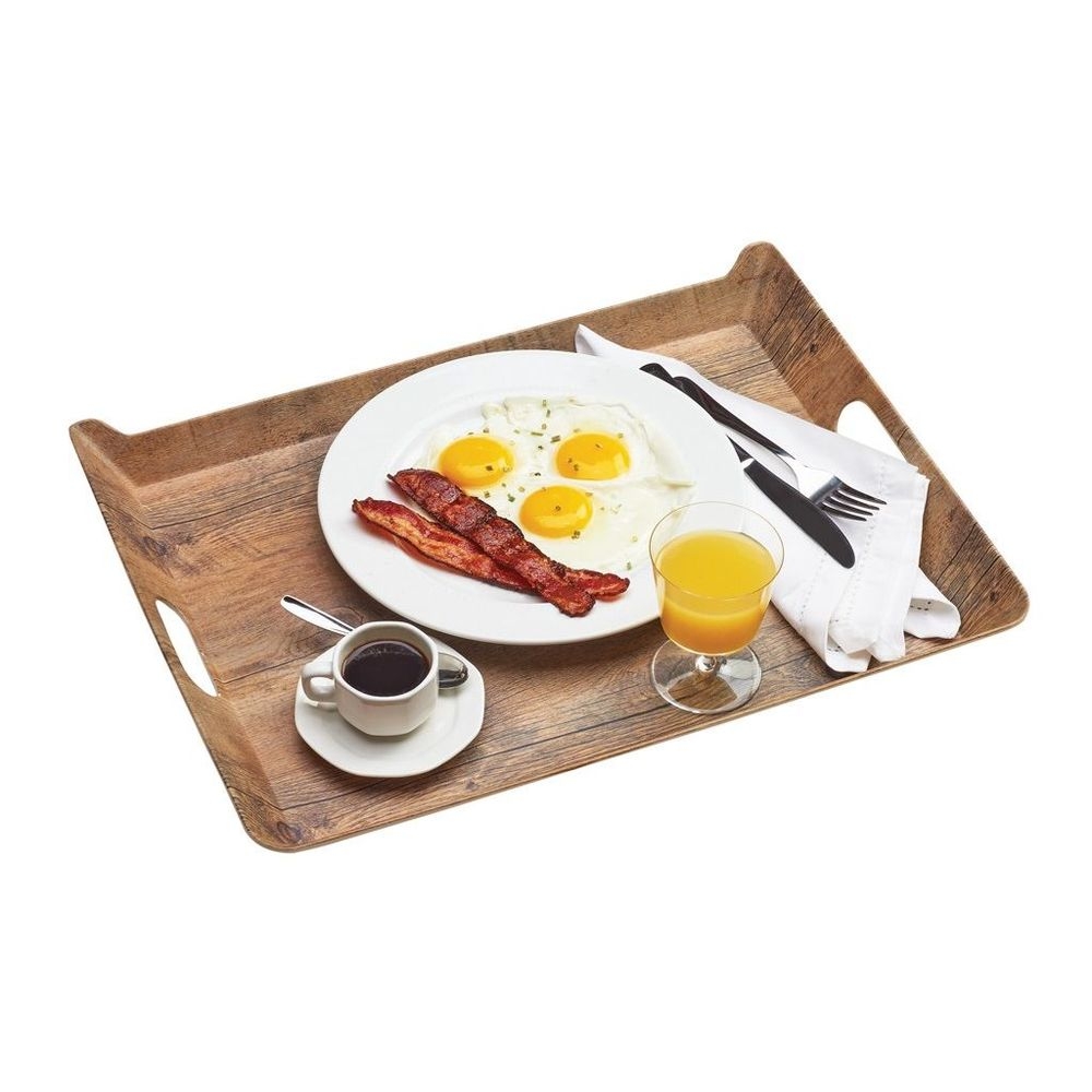 Cal-Mil Hickory Melamine Room Service Tray, 20 x 15.5 x 2 inch