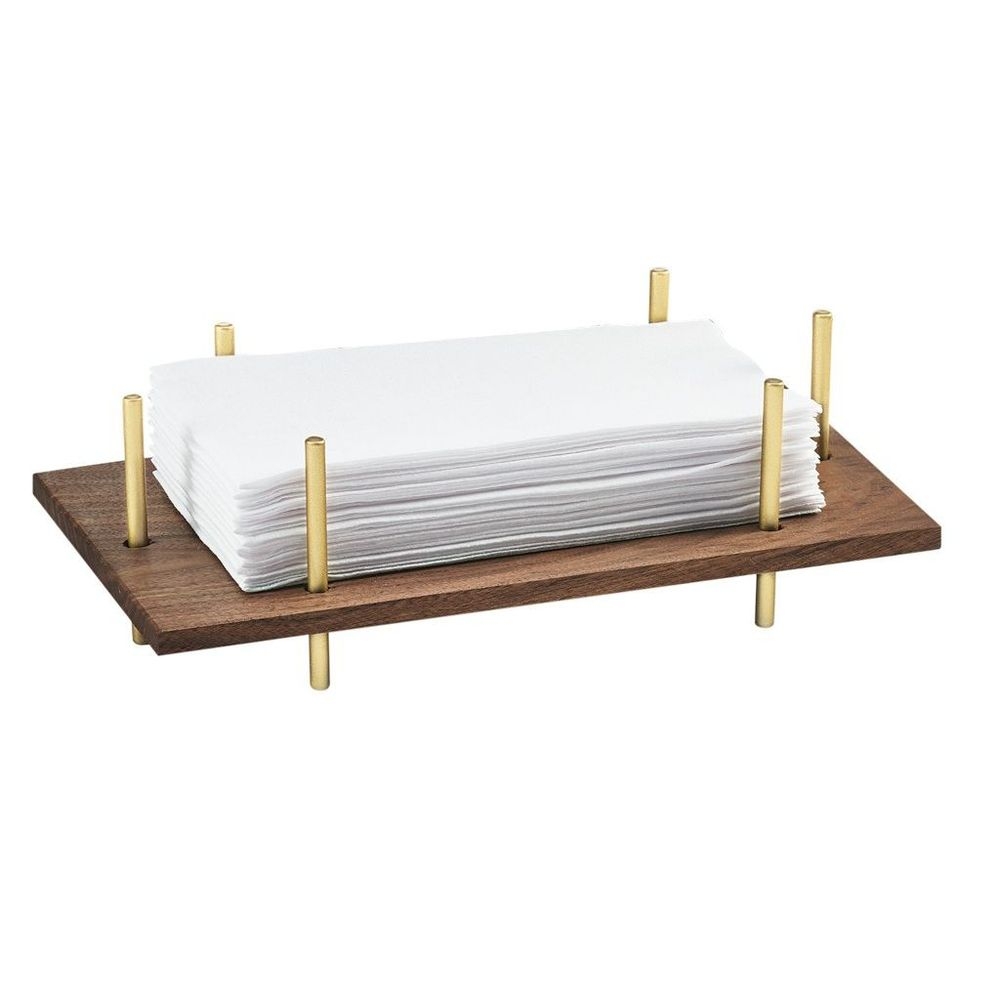 Cal-Mil Mid Century Napkin Holder with Brass Frame, 10 x 5.5 x 3.5 inch
