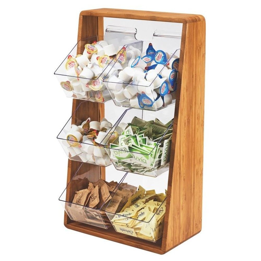 Cal-Mil Bamboo Condiment Holder with Six Removable Plastic Compartments, 13.25 x 7 x 23.25 inch