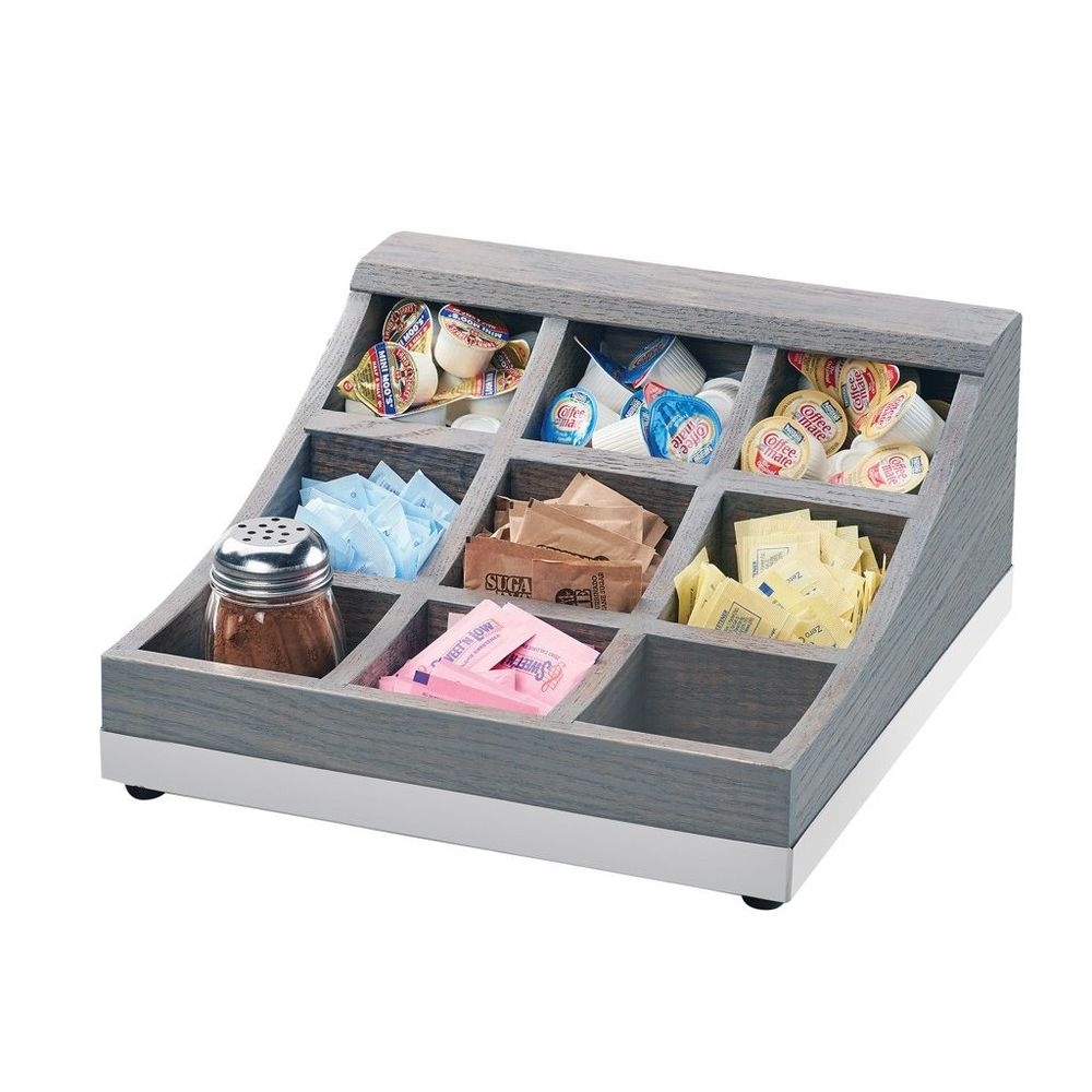 Cal-Mil Oak Ashwood 9 Section Condiment Display, 13 x 13.5 x 6.125 inch