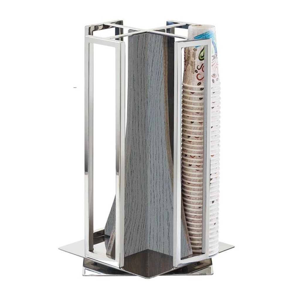 Cal-Mil Oak Ashwood Gray Revolving Cup and Lid Organizer, 10 x 10 x 18.125 inch