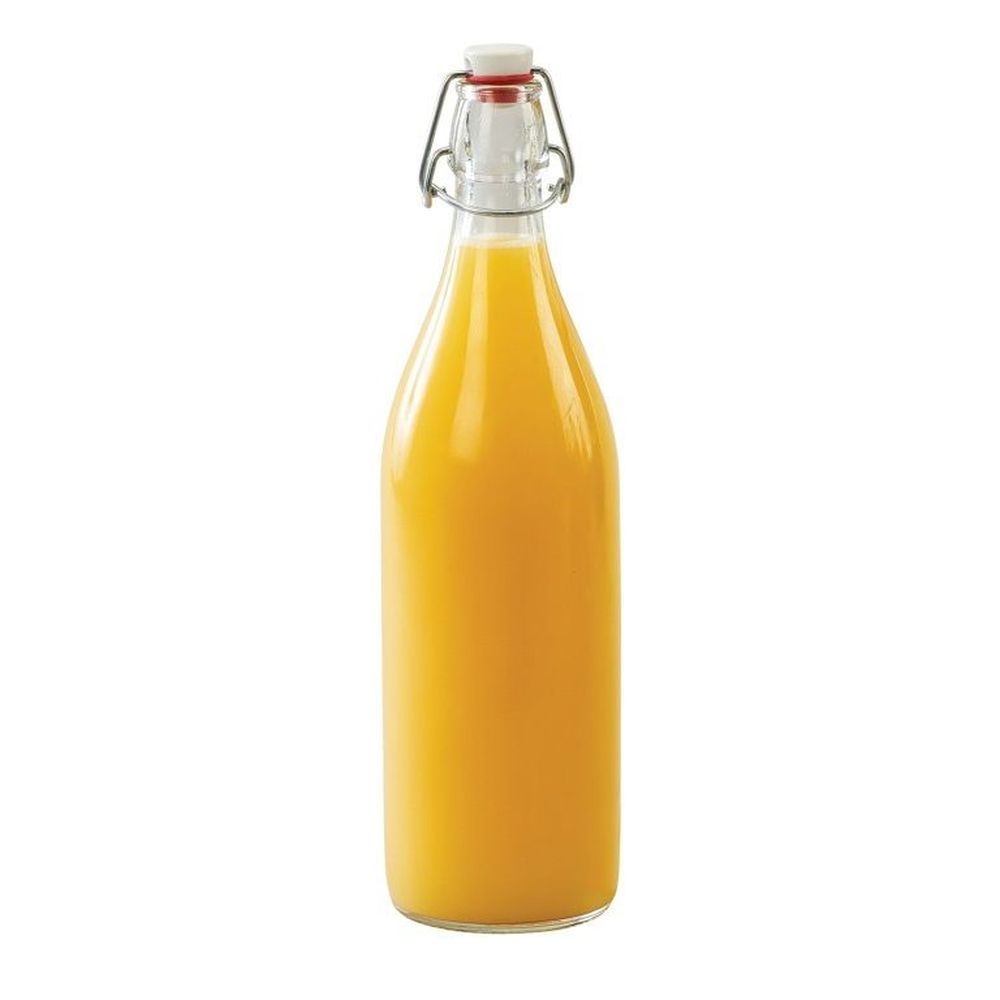 Cal-Mil 32 Ounce Clear Glass Bottle with Wire Bail Swing Top Lid, 3.25 inch Dia x12.5 inch Height -- 6 per case