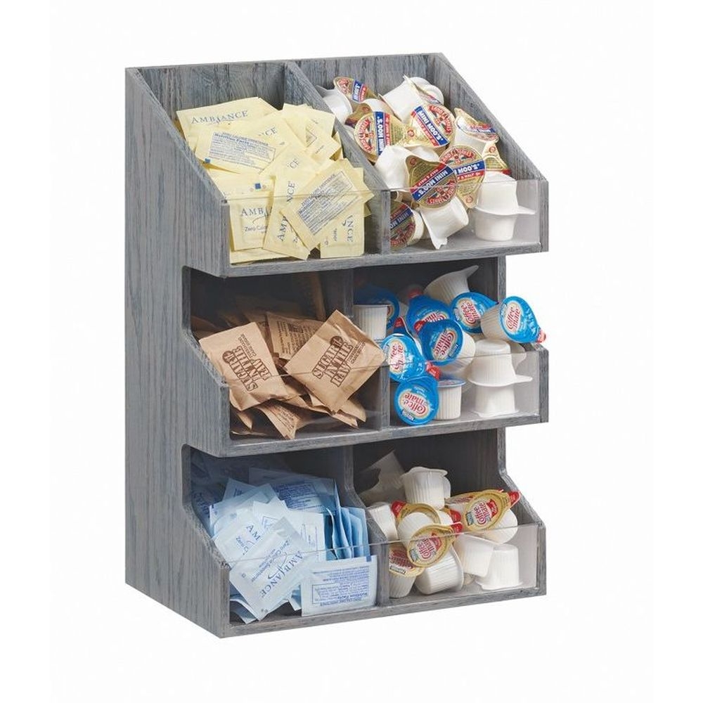Cal-Mil Ashwood 3 Tier 6 Bin Compartment Condiment Display with Clear Bin Face, 10.25 x 6.75 x 16 inch