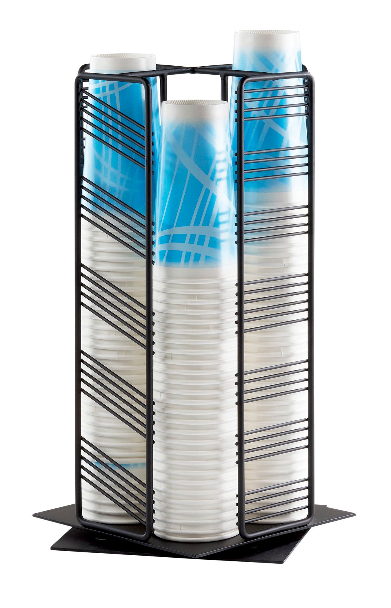 Cal Mil Black Portland Revolving Cup and Lid Holder, 8.75 inch Width x 8.75 inch Depth x 17.75 inch Height