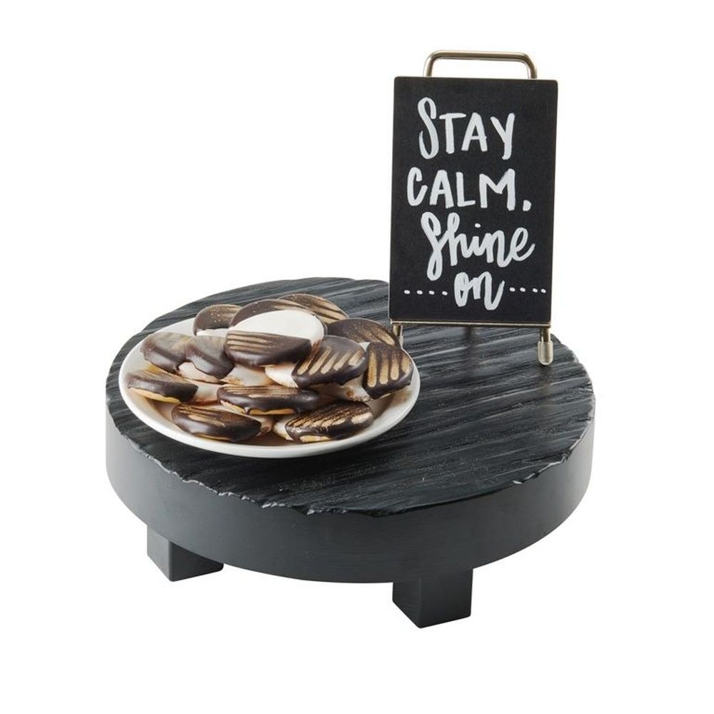 Cal-Mil Monterey Black Wood Round Riser, 12 inch Dia. X 4 inch Height