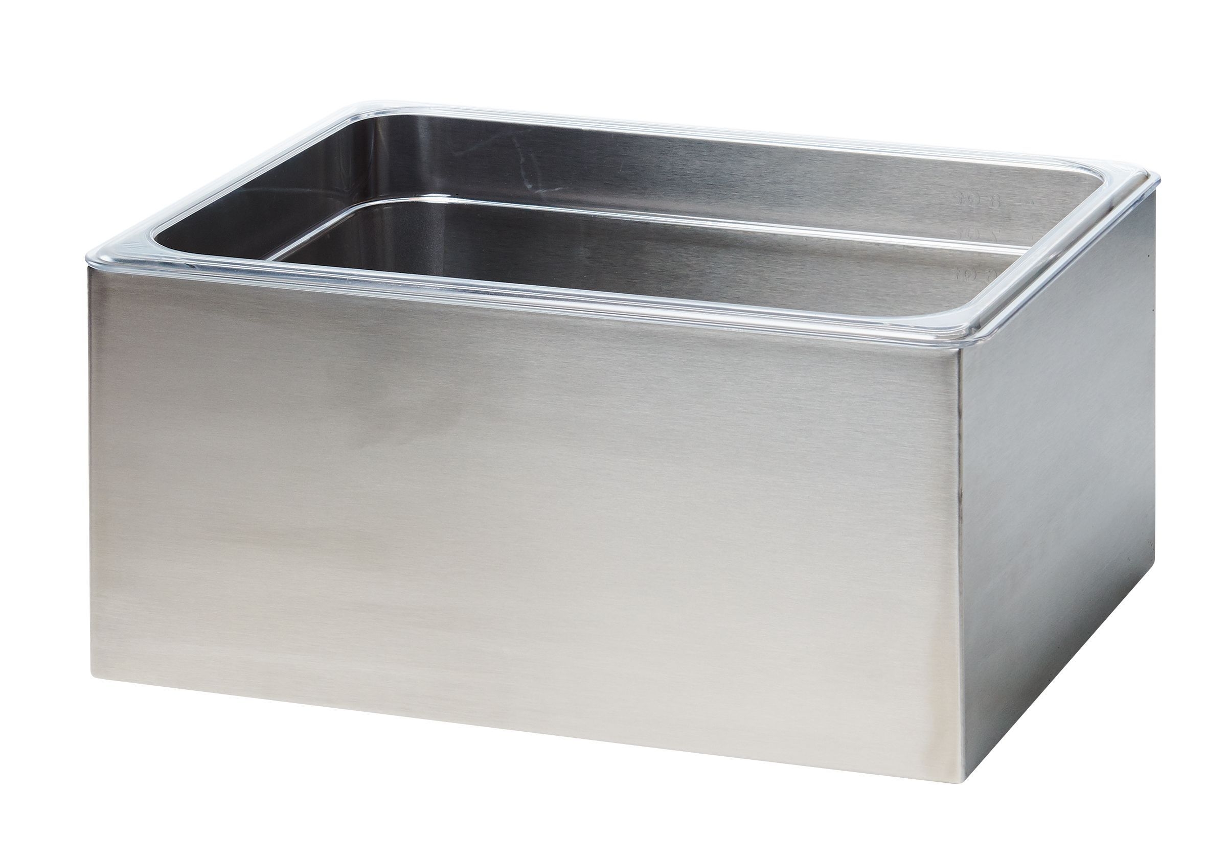 Cal Mil Stainless Steel Ice Housing with Clear Polycarbonate Pan, 10 inch Width x 12.25 inch Depth x 6 inch Height