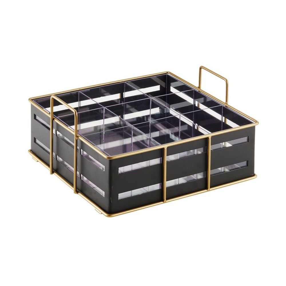 Cal-Mil Empire Black Multi Section Condiment Organizer, 11.75 inch Width x 11.5 inch Depth x 6 inch Height