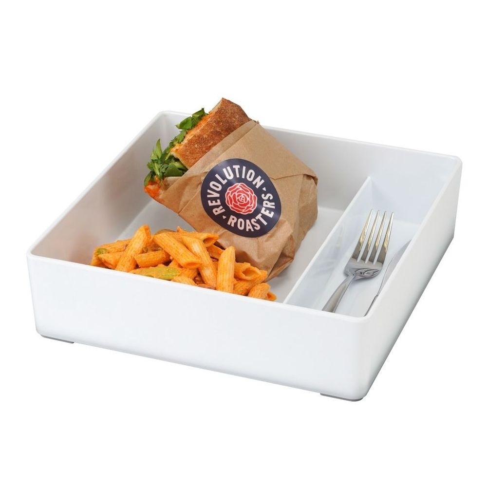 Cal-Mil White Melamine Bento Box, 10 inch Width x 10 inch Depth x 2.75 inch Height -- 3 per case
