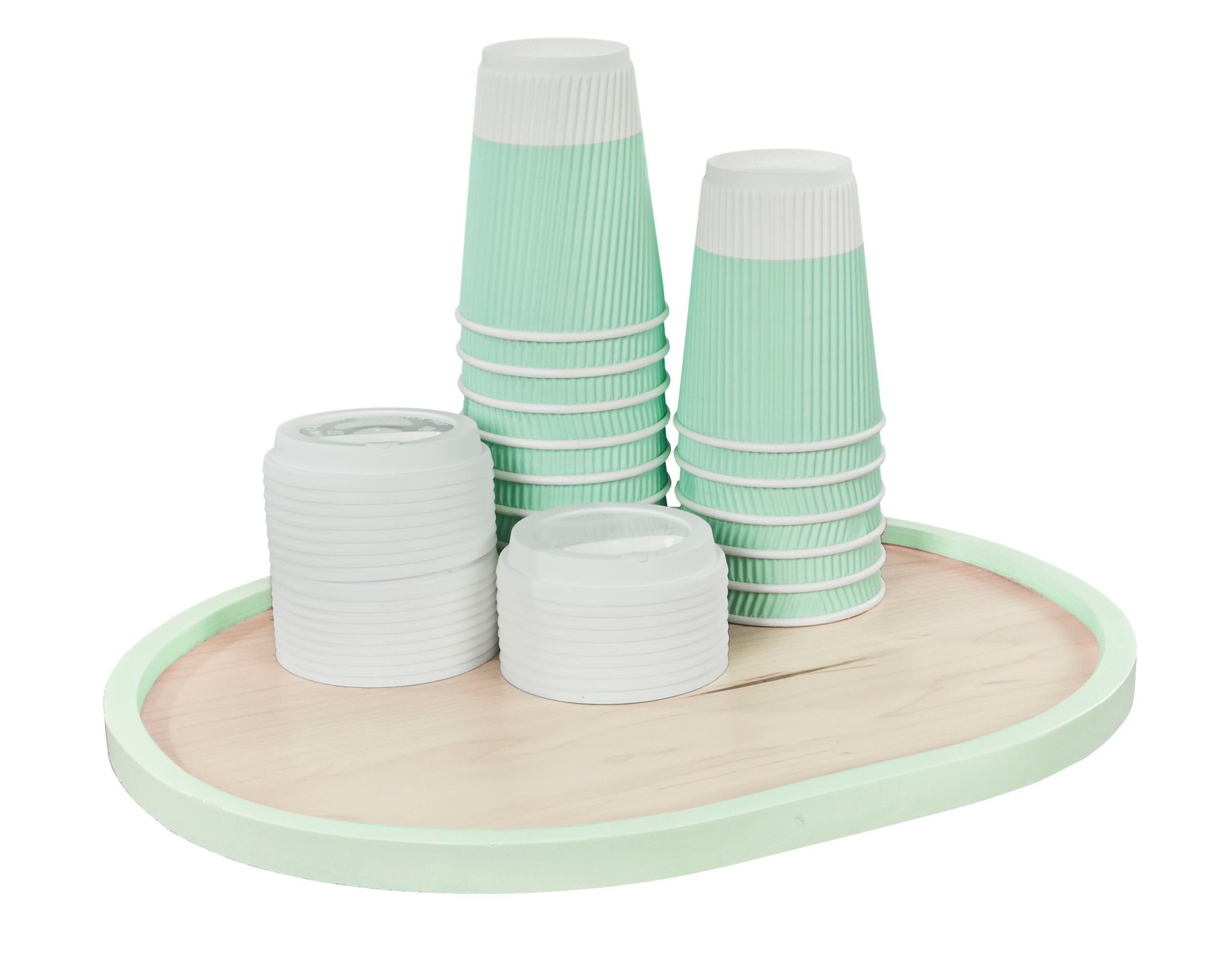 Cal Mil Blonde Maple Wood Serving Tray With Matcha Colored Rim, 13 inch Width x 16 inch Depth x 1 inch Height