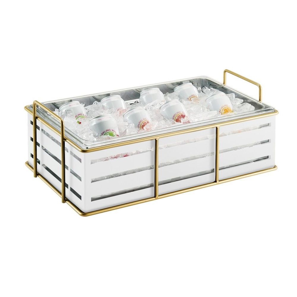 Cal-Mil Empire White Ice Housing with Clear Pan, 22 inch Width x 13.5 inch Depth x 6.75 inch Height