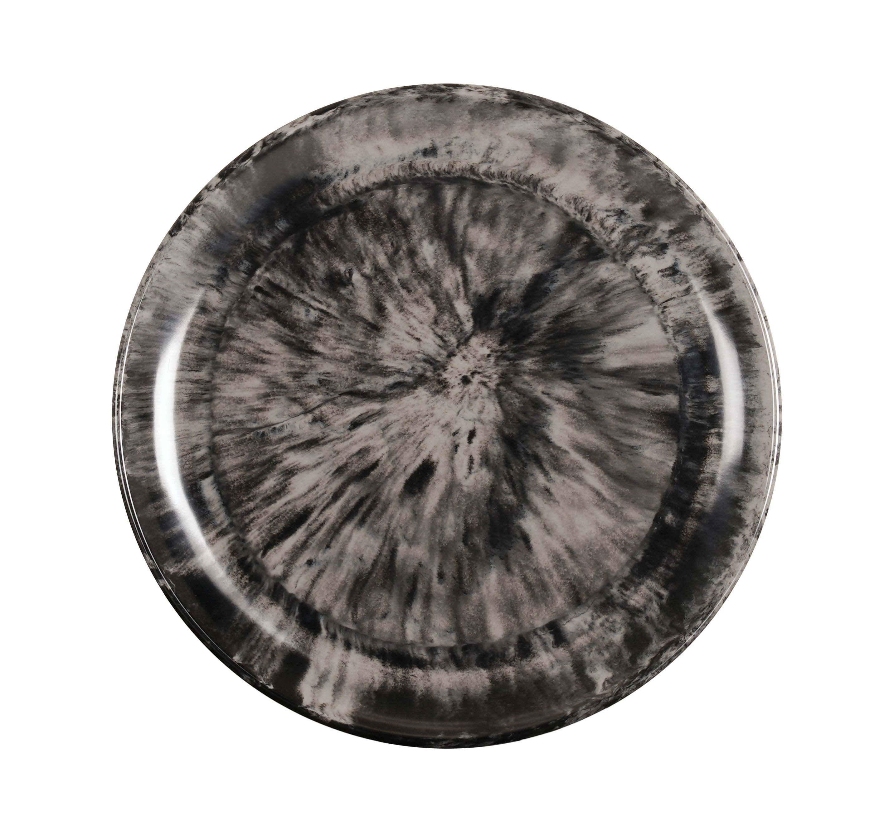 Cal Mil Reactive Black and Ivory Melamine Plate, 7 inch Dia. x 0.75 inch Height
