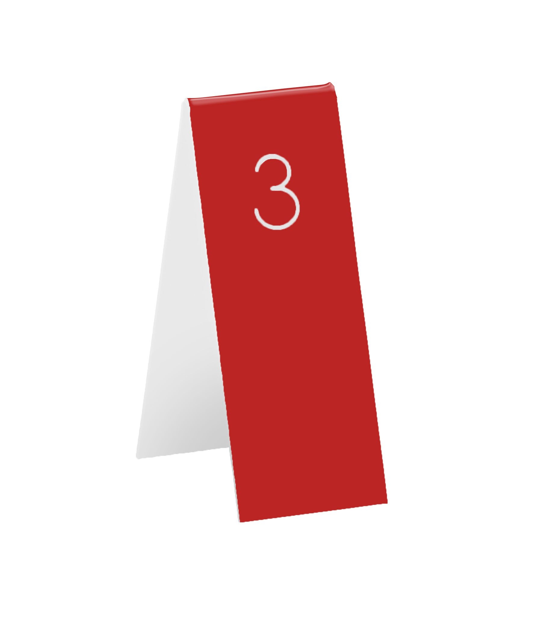 Cal Mil Red with White Engraved Number Tent, 1.75 inch Width x 5 inch Height
