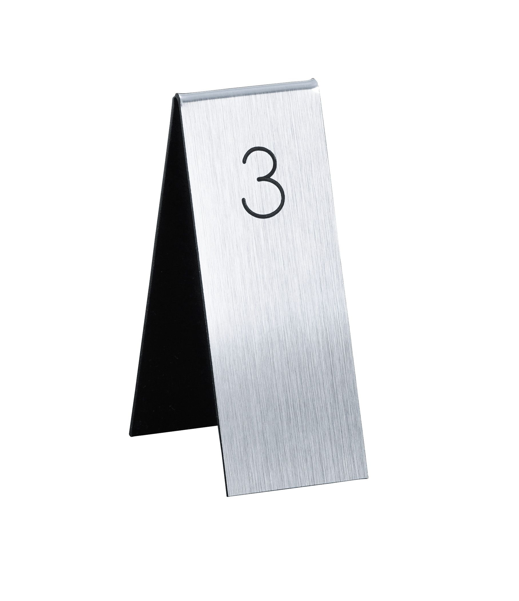Cal Mil Single Silver with Black Engraved Number Tent, 1.75 inch Width x 5 inch Height