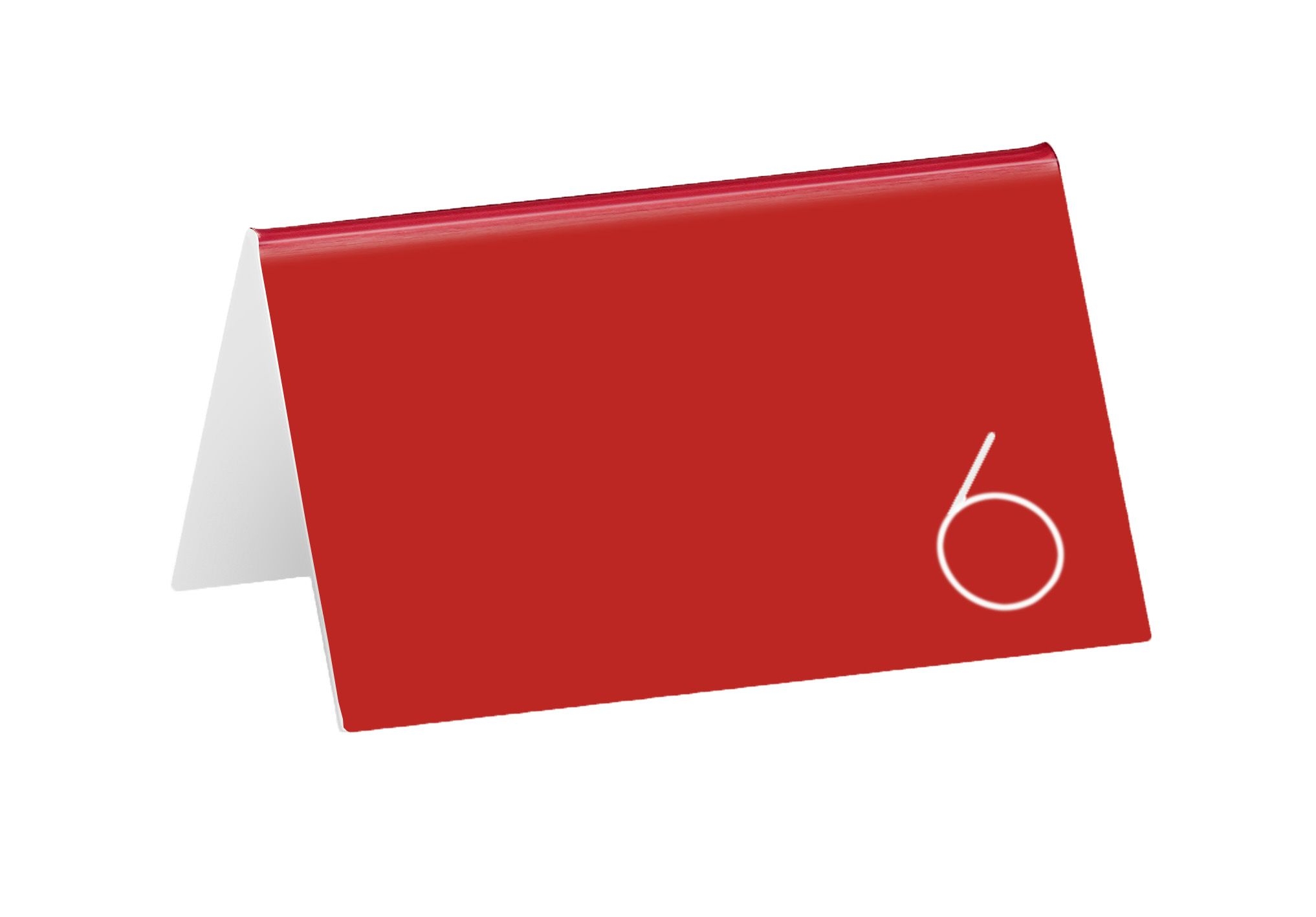 Cal Mil Red / White Double-Sided Number Table Tent, 1.75 inch Width x 5 inch Height