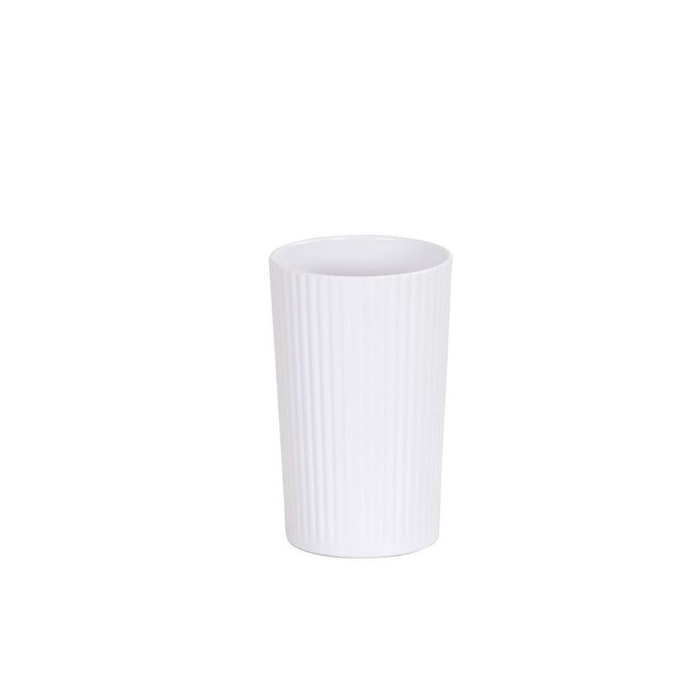 Cal-Mil Melamine Ribbed White Crock, 3.75 inch Dia. x 6 inch Height