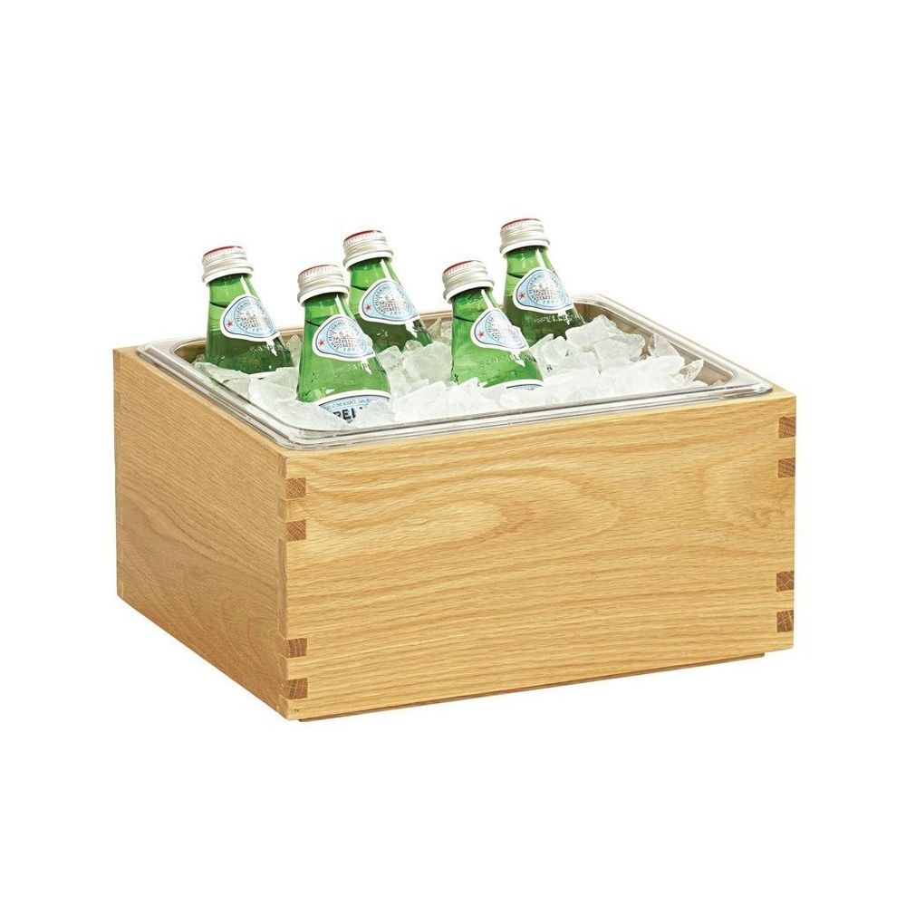 Cal-Mil Sydney Oak Ice Housing with Clear Pan, 13.25 inch Width x 11 inch Depth x 7.25 inch Height