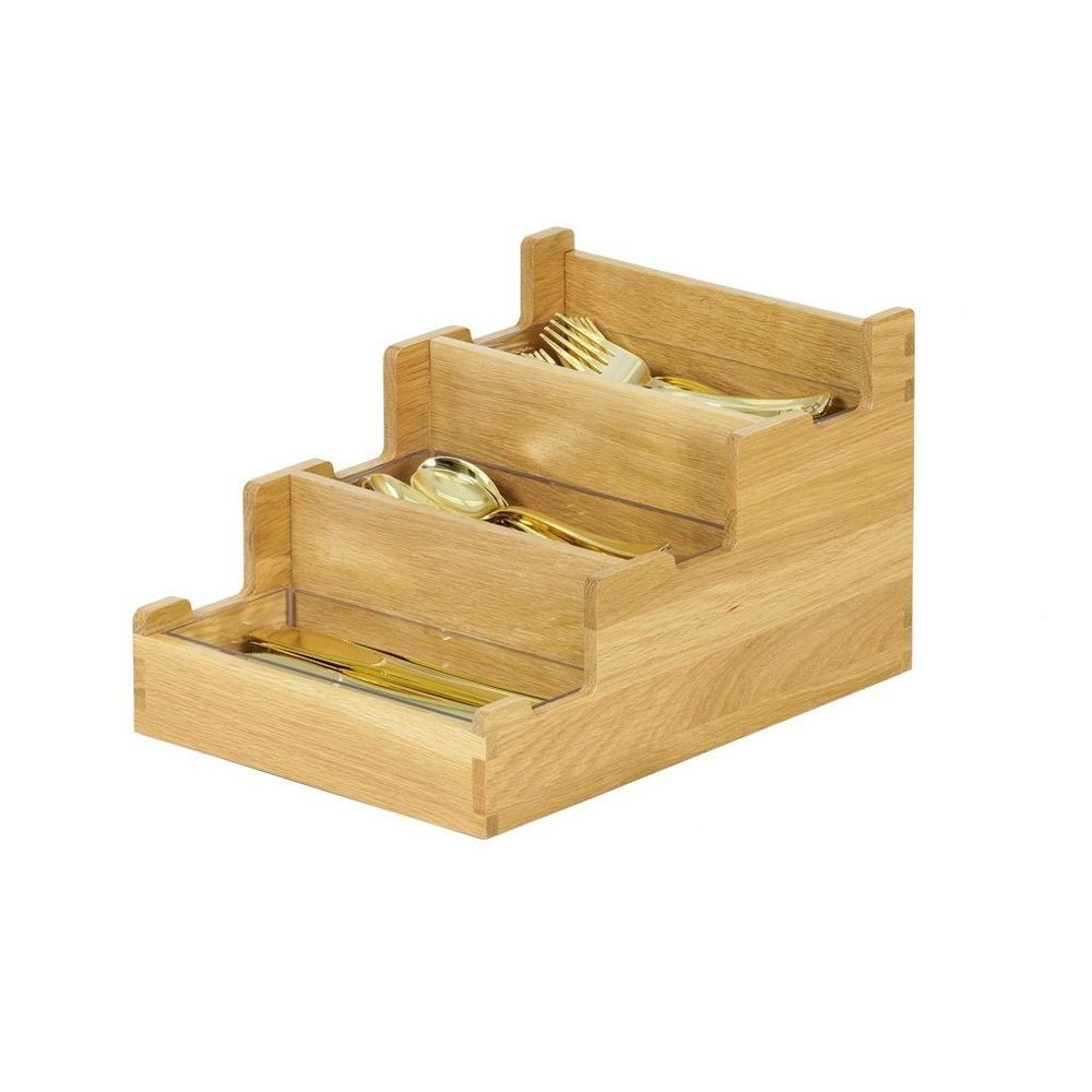 Cal-Mil Sydney Oak 3 Section Flatware Holder, 12 inch Length x 10 inch Width x 3 inch Height