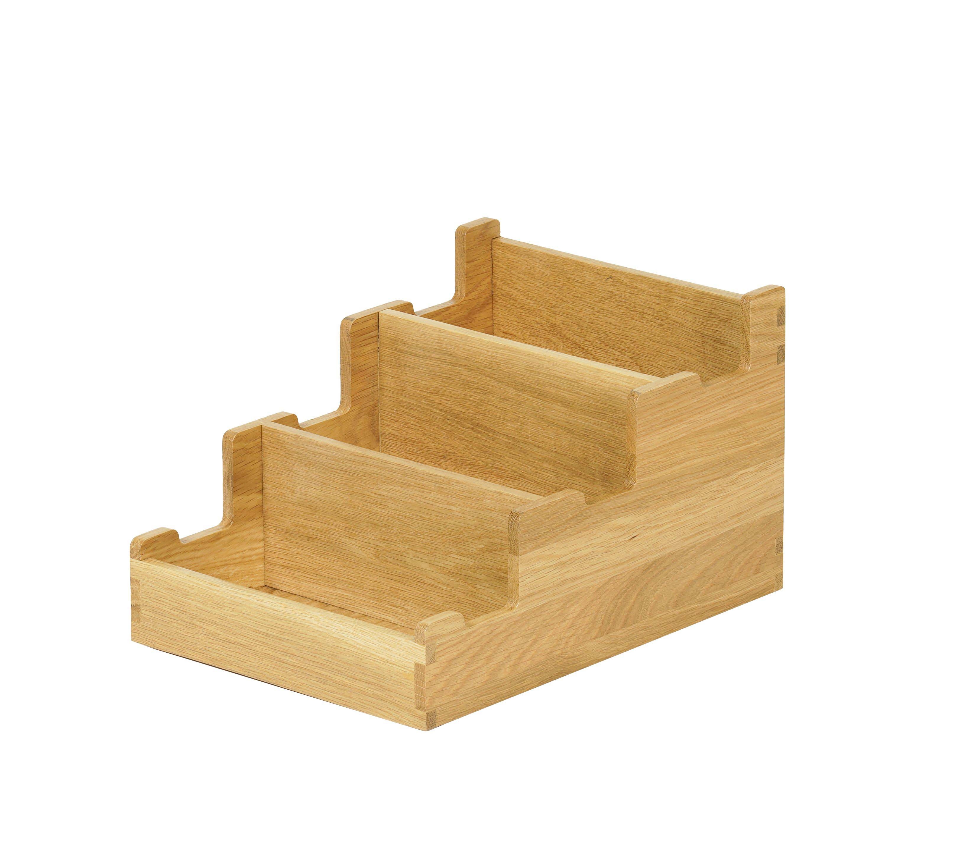 Cal Mil Sydney Oak 3 Section Flatware Holder, 12 inch Width x 10 inch Depth x 3 inch Height