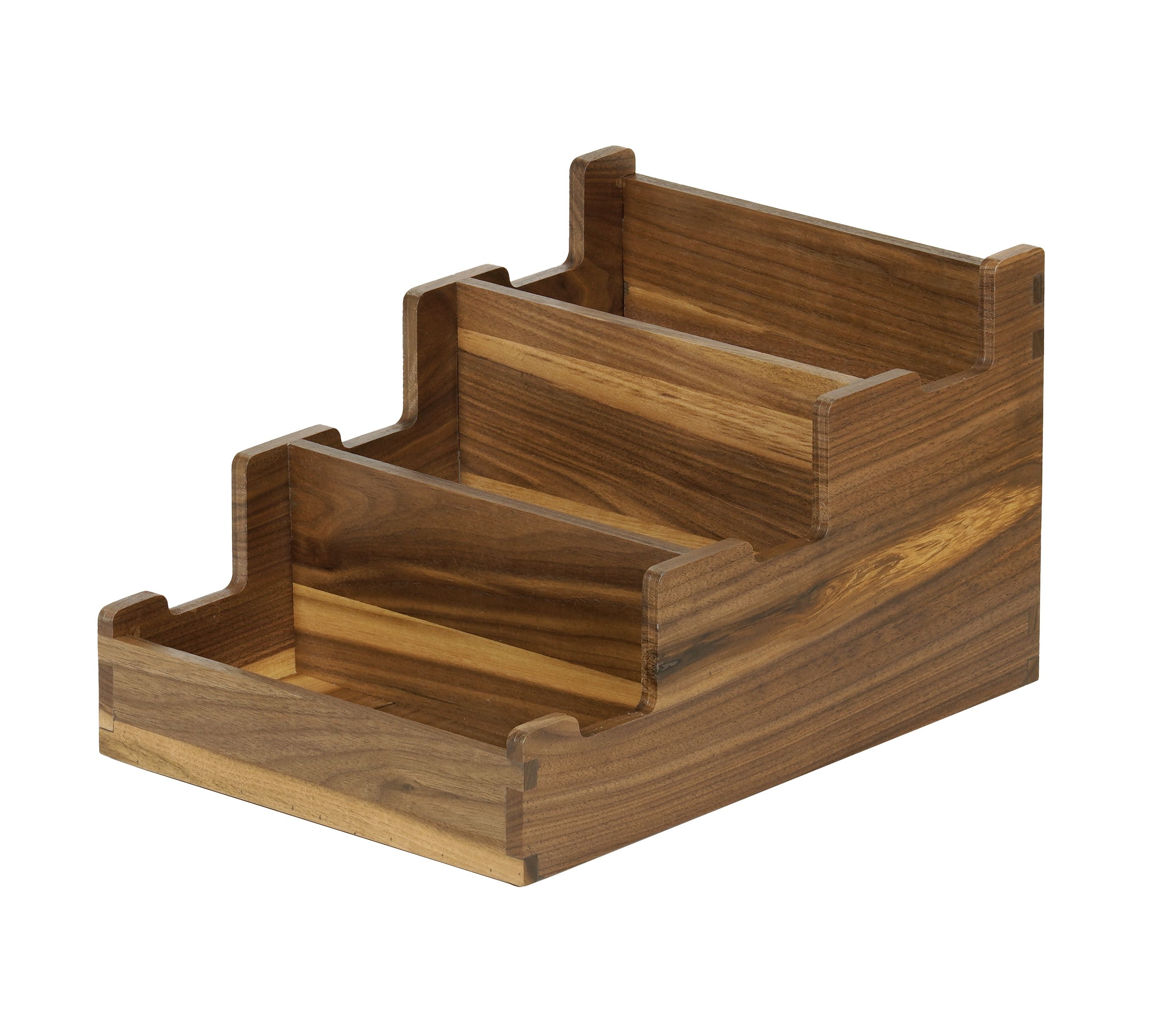 Cal Mil Sydney Walnut 3 Section Flatware Holder, 12 inch Width x 10 inch Depth x 3 inch Height