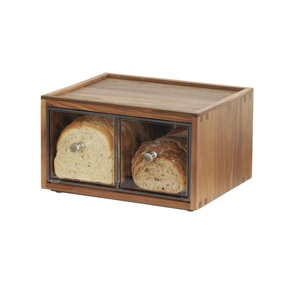 Cal-Mil Sydney Walnut 2 Drawer Bread Case, 13.63 inch Width x 13 inch Depth x 7.13 inch Height