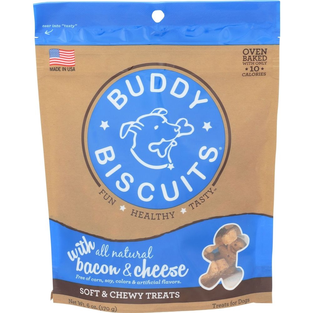 Buddy Biscuits Bacon and Cheese Soft and Chewy Dog Treats, 6 Ounce -- 12 per case