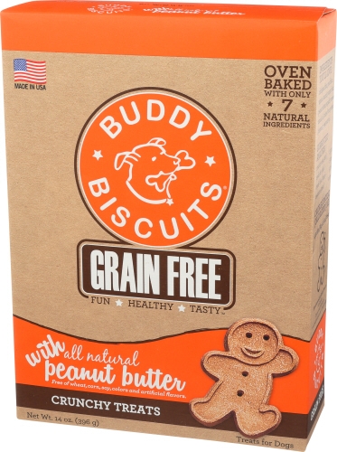 Buddy Biscuits Grain Free Oven Baked Peanut Butter Crunchy Dog Treats, 14 Ounce -- 6 per case