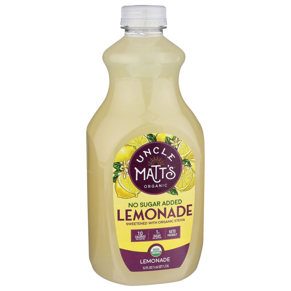 Unclematts Organic No Sugar Added Lemonade Juice, 52 Fluid Ounce -- 6 per case