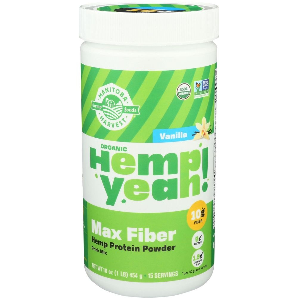 Manitoba Harvest Organic Vanilla Max Fiber Hemp Protein Powder, 16 Ounce