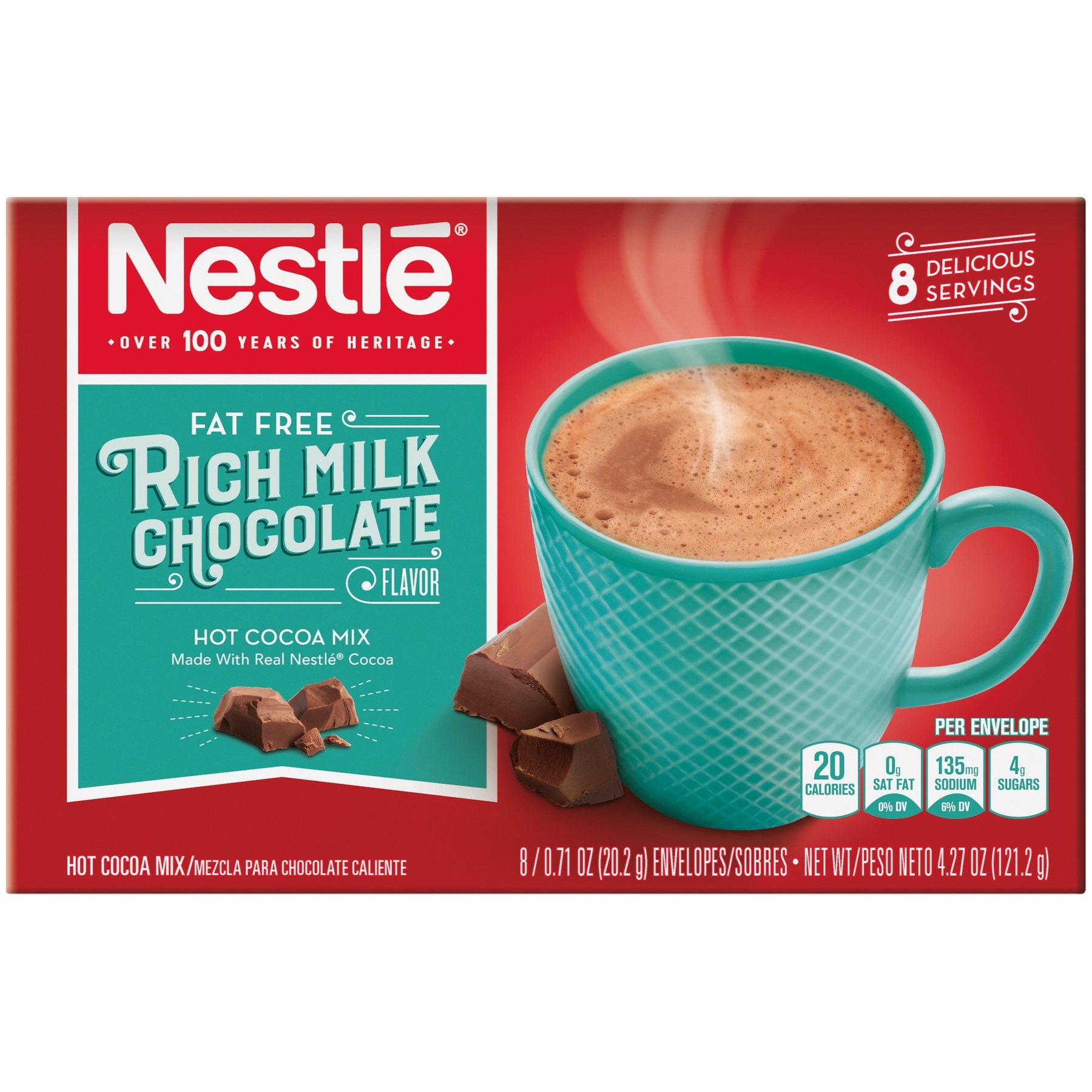 Nestle Rich Milk Chocolate Hot Cocoa Mix, 2.25 Ounce -- 12 per case.