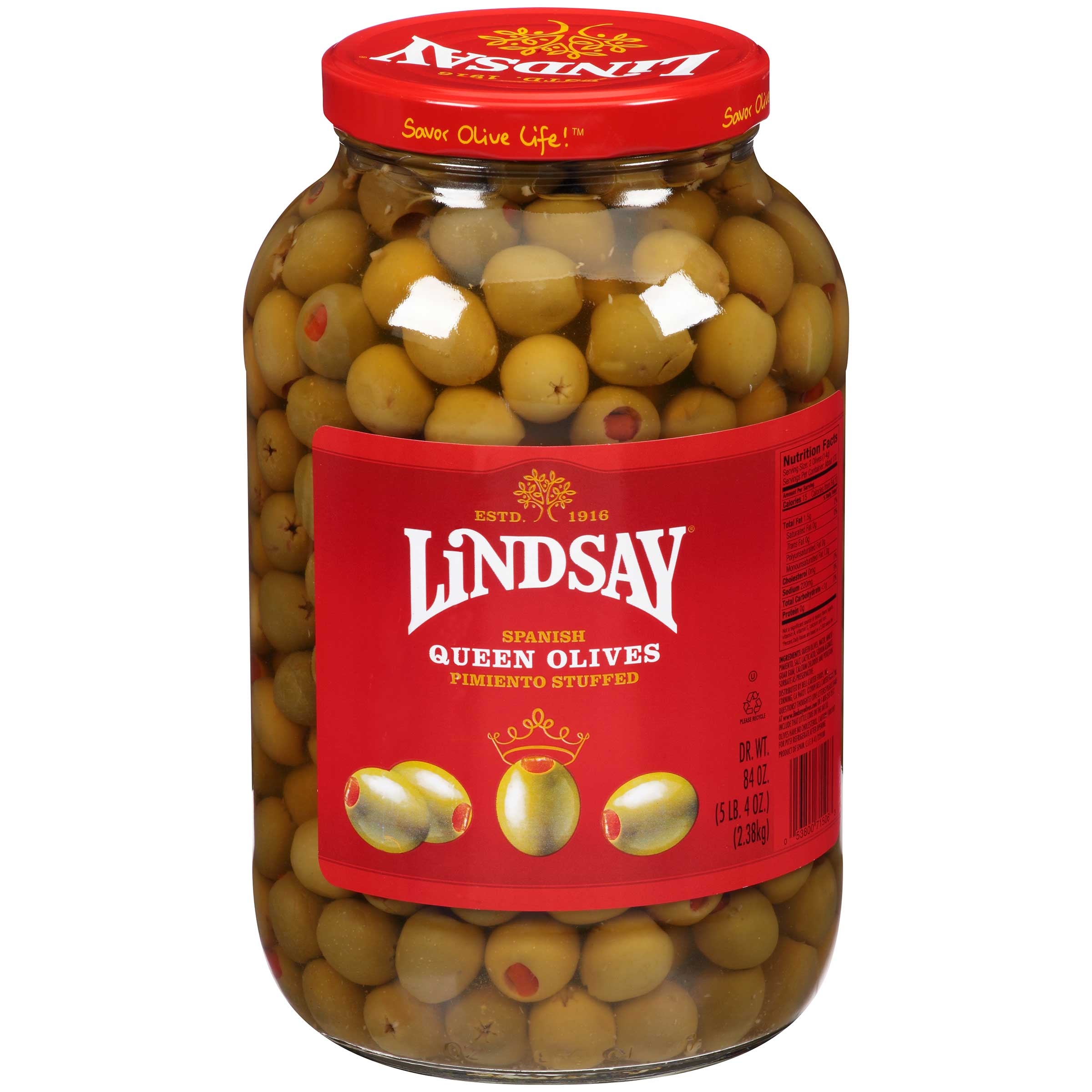 Lindsay Stuffed Queen Spanish Green Olives 150/160, 1 Gallon -- 4 per case