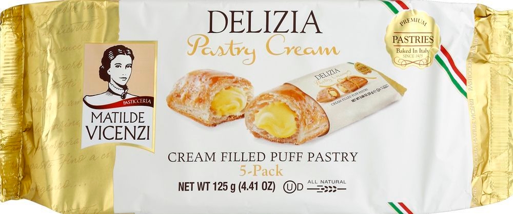 Vicenzi Delizia Cream Filled Puff Pastry, 4.41 Ounce -- 8 per case