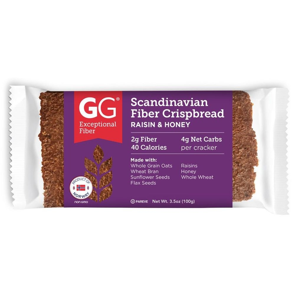GG Honey and Raisin Scandinavian Fiber Crispbread, 3.5 Ounce -- 15 per case