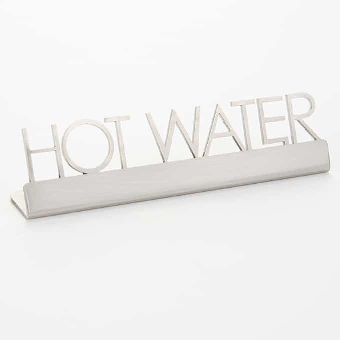 American Metalcraft Stainless Steel Laser Cut Hot Water Sign, 5 x 3/4 x 1 1/4 inch