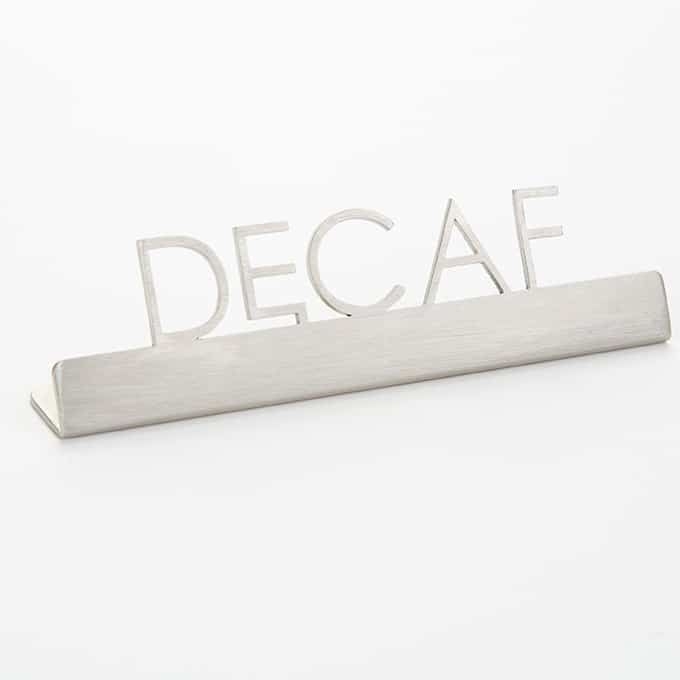 American Metalcraft Stainless Steel Laser Cut Decaf Sign, 5 x 3/4 x 1 1/4 inch