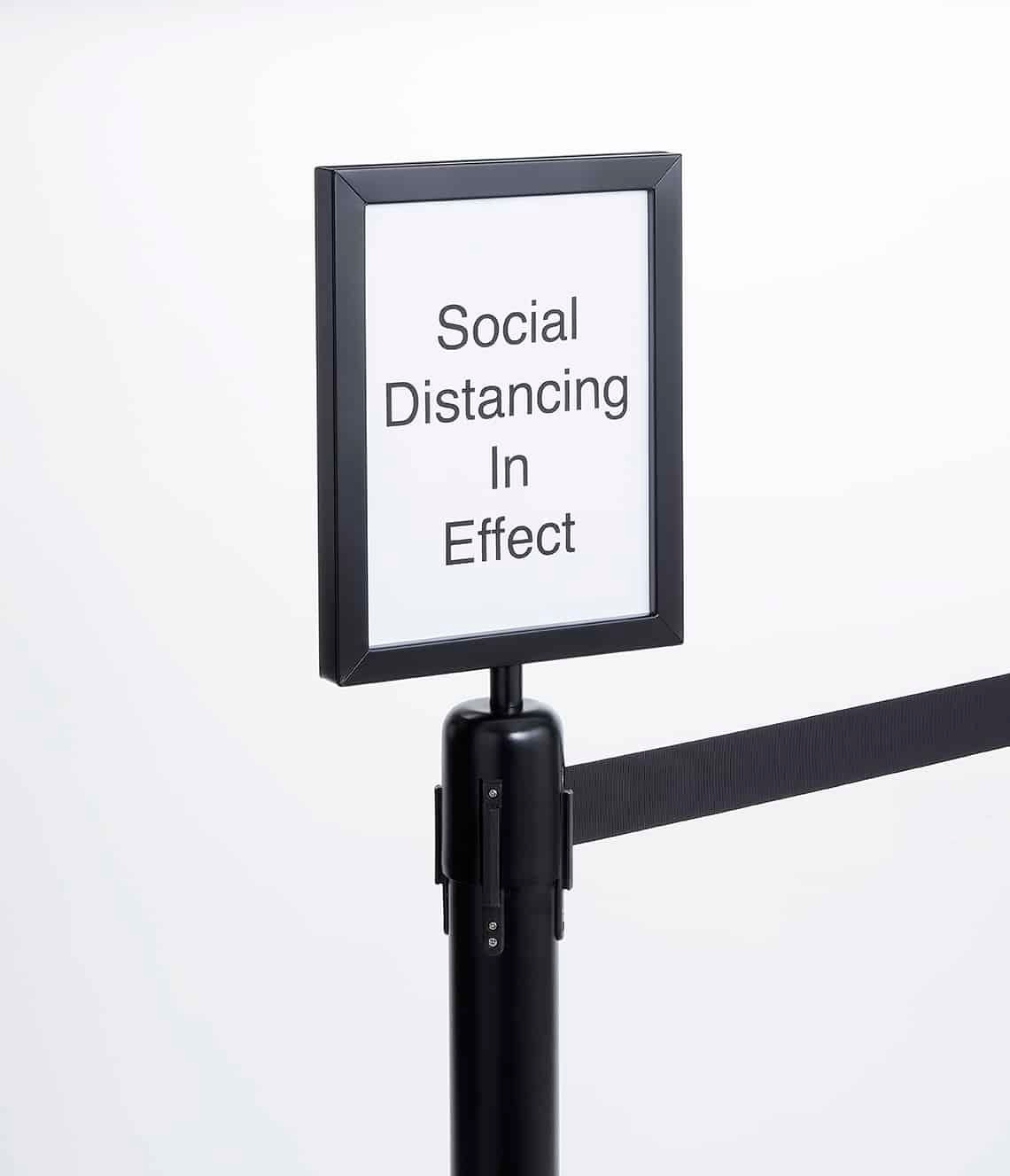 American Metalcraft Black Finish Vertical Retractable Barrier System Sign, 8 1/2 x 11 inch