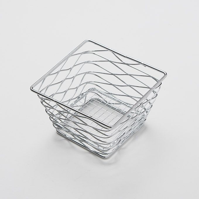 American Metalcraft Steel Chrome Finish Square Birdnest Basket/Riser, 6 x 4 x 4 inch