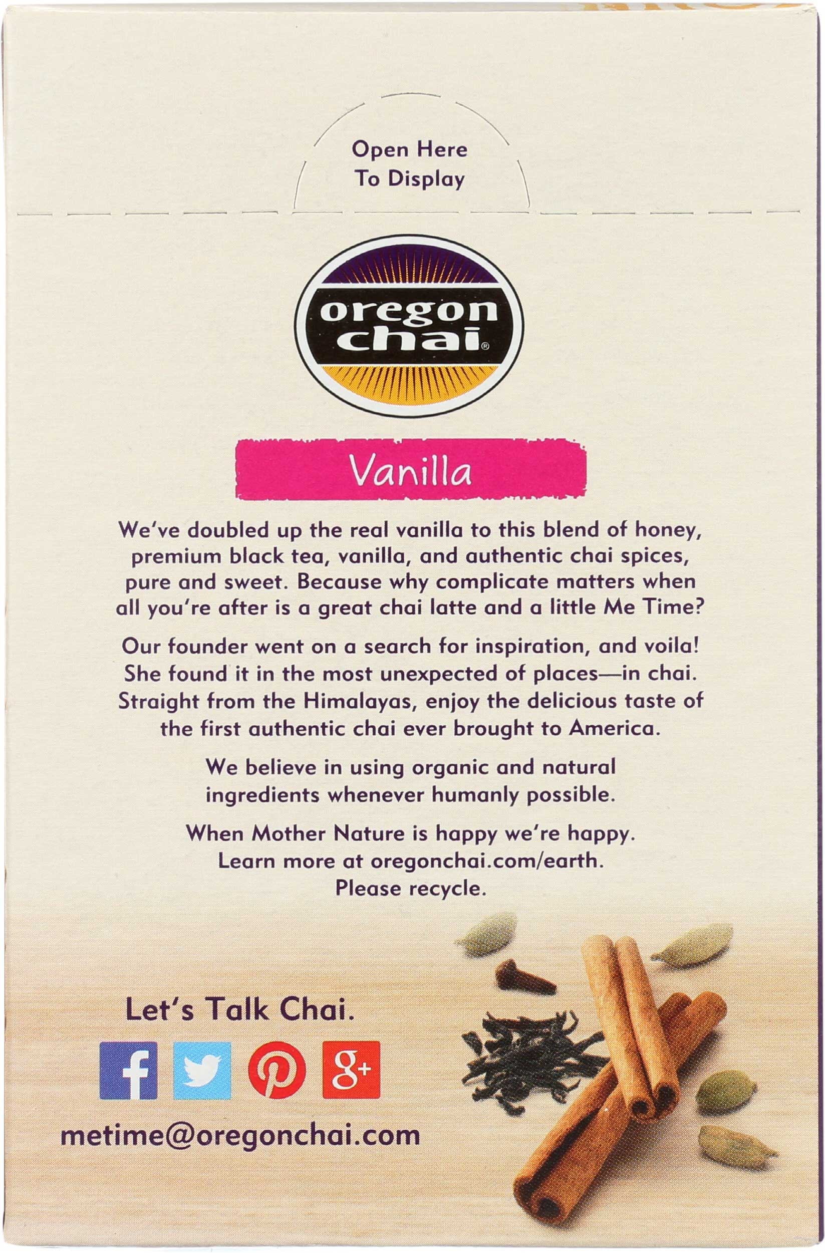 Oregon Chai Vanilla Chai Tea Latte Mix, 8 count per pack -- 6 per case