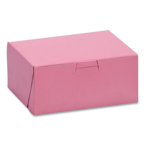 SCT Pink Paper One-Piece Non-Window Bakery Box, 6 x 4.5 x 2.75 inch -- 250 per case