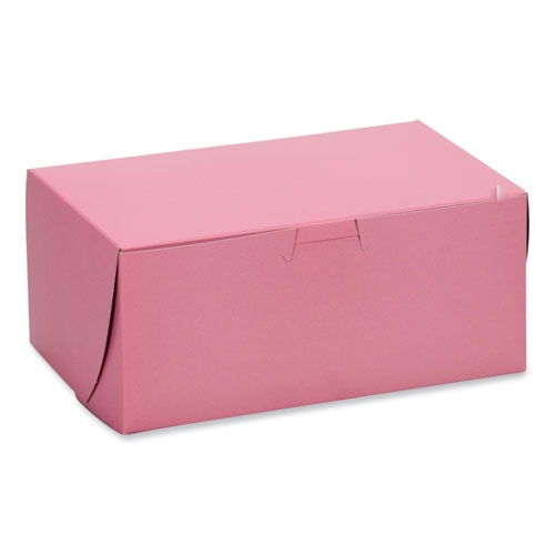 SCT Pink Paper One-Piece Non-Window Bakery Box, 7 x 7 x 4 inch -- 250 per case