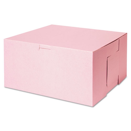 SCT Pink Paper One-Piece Non-Window Bakery Box, 10 x 10 x 5 inch -- 100 per case