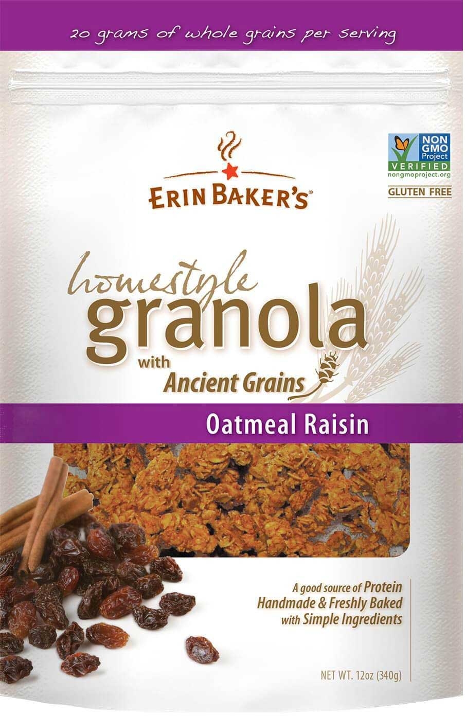 Erin Bakers Oatmeal Raisin Homestyle Granola, 12 Ounce -- 6 per case