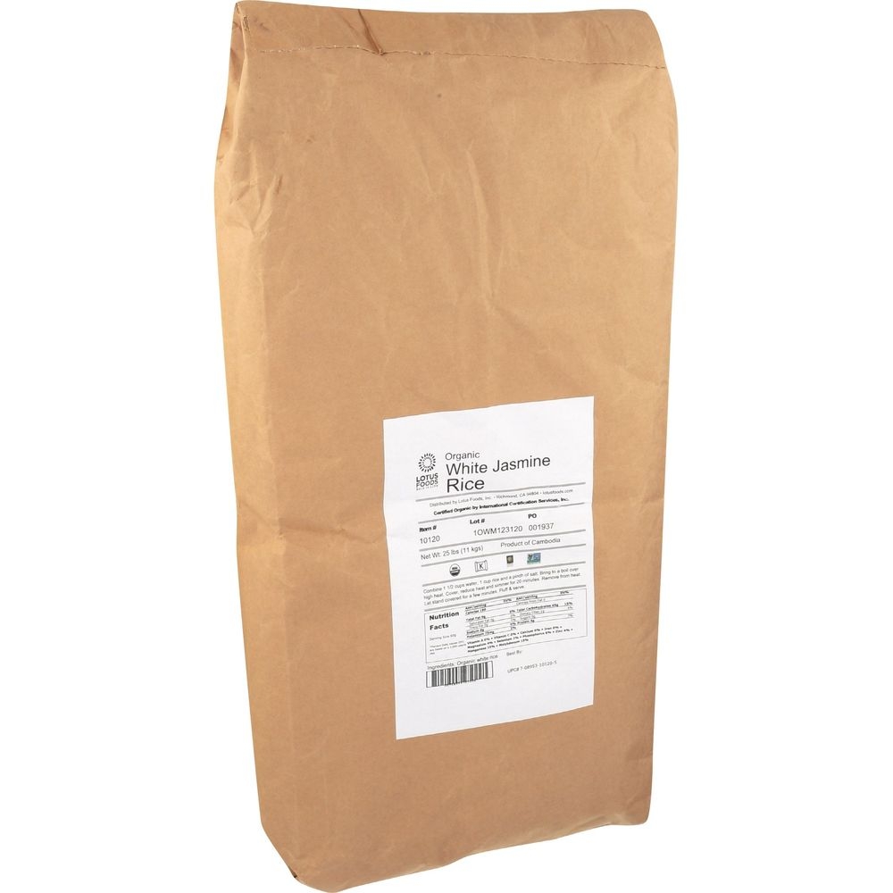 Lotus Foods Organic White Jasmine Rice, 25 Pound