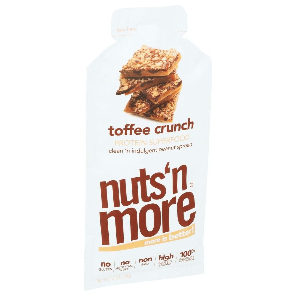 Nuts N More Toffee Crunch High Protein Peanut Butter Spread, 1.1 Ounce -- 10 per case
