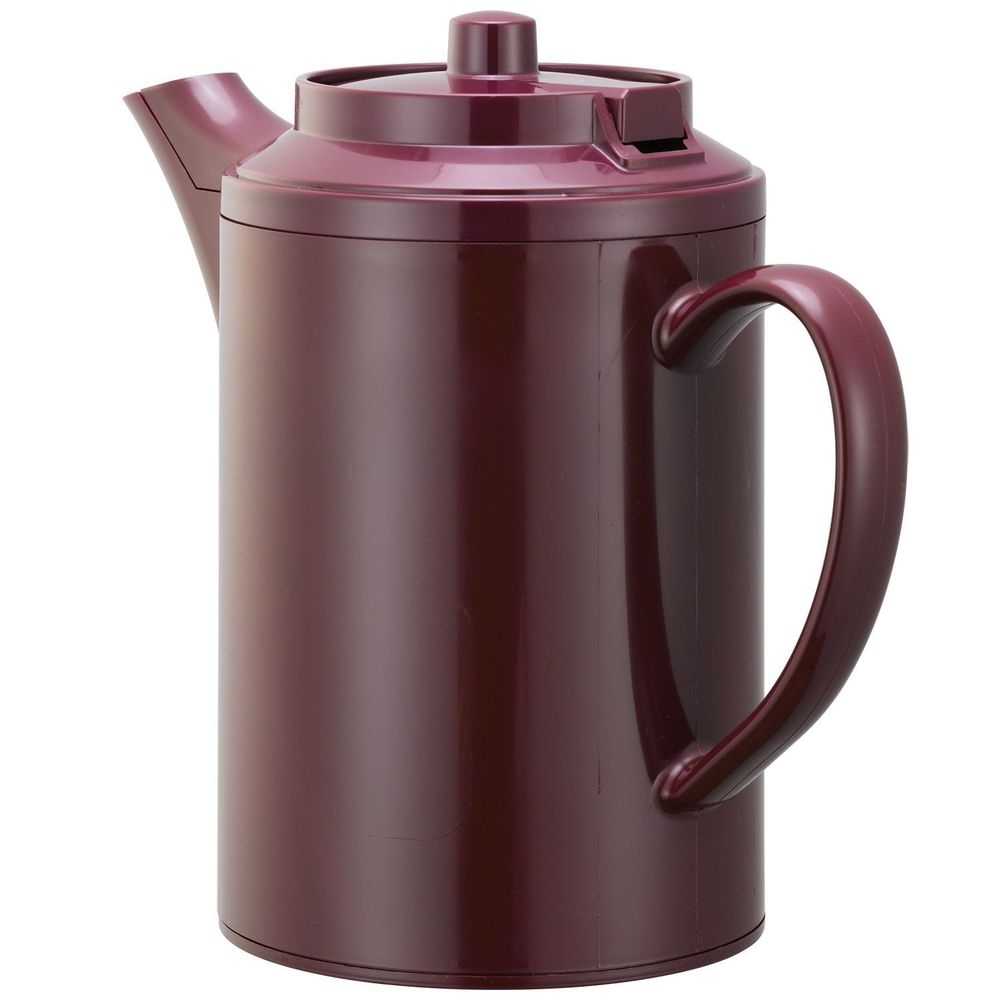 Service Ideas Plastic Burgundy Double Wall Teapot without Tether, 16 Ounce Capacity
