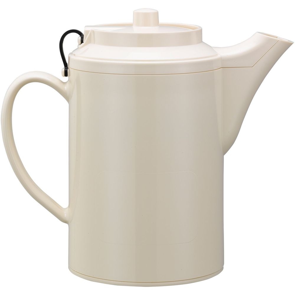 Service Ideas Plastic Almond Double Wall Teapot With Tether, 16 Ounce Capacity