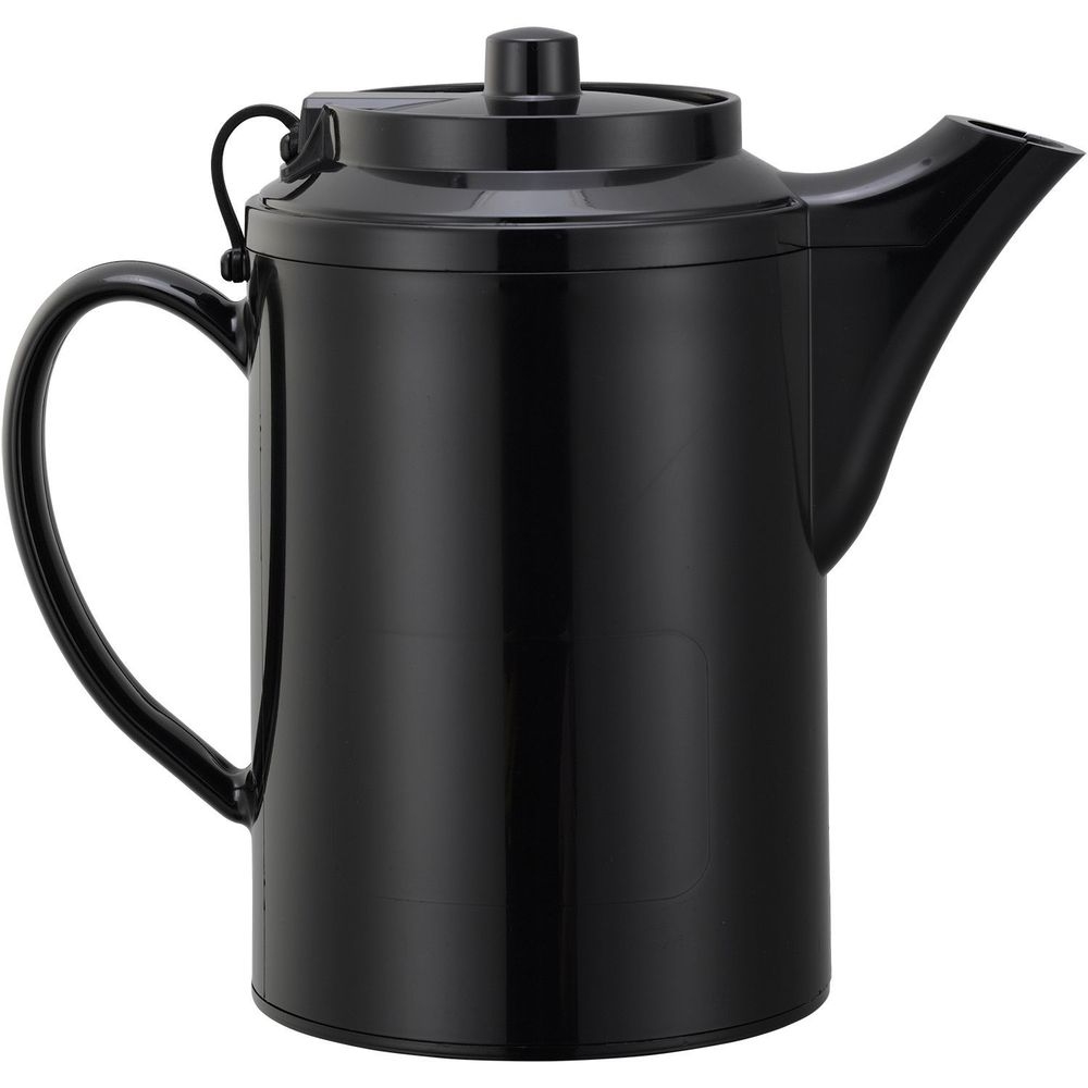Service Ideas Plastic Black Double Wall Teapot With Tether, 16 Ounce Capacity