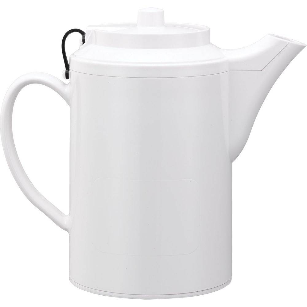 Service Ideas Plastic White Double Wall Teapot With Tether, 16 Ounce Capacity