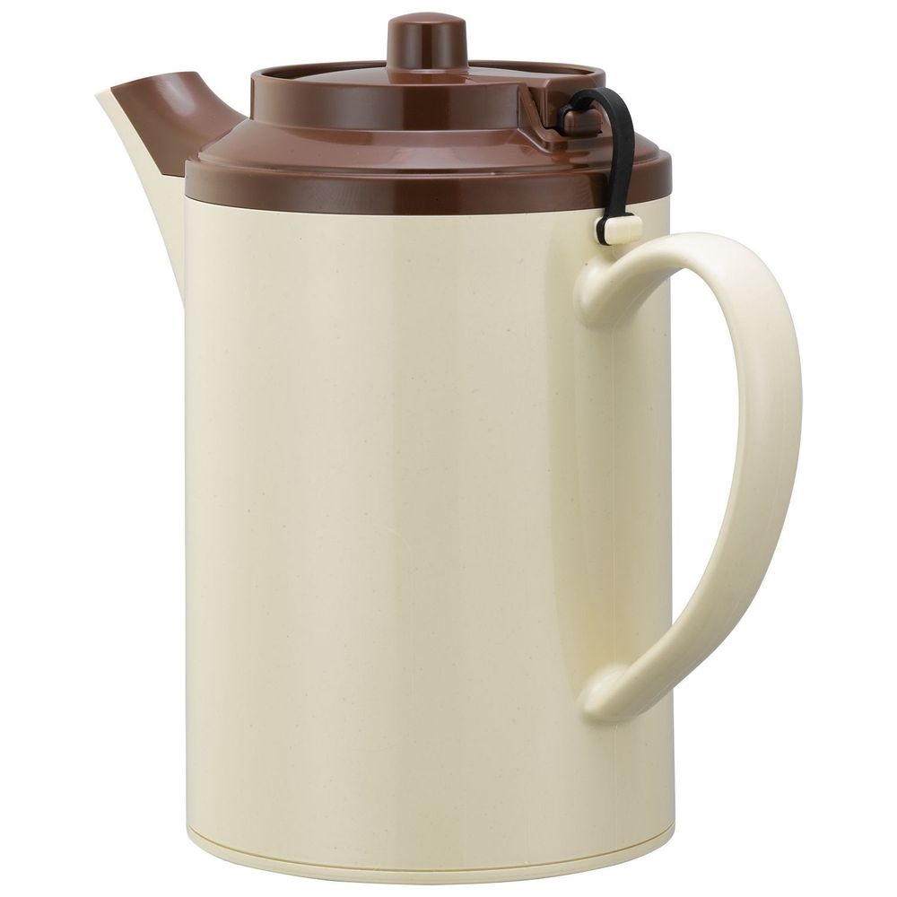 Service Ideas Plastic Stoneware Brown Double Wall Teapot With Tether, 16 Ounce Capacity
