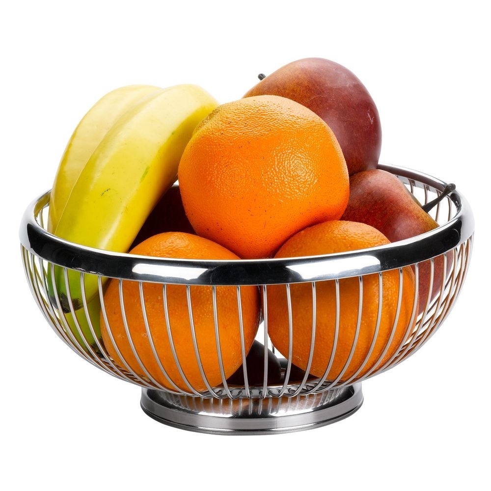 Service Ideas 18/8 Stainless Steel Polished Finish Round Standard Wire Basket, 9 inch